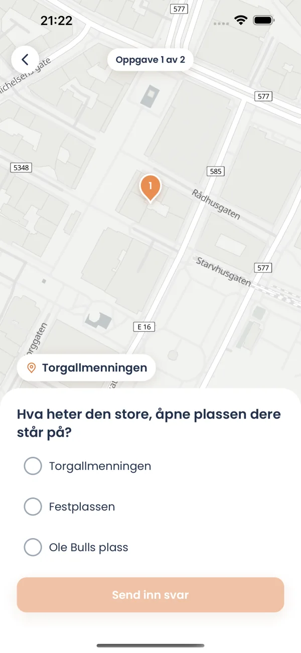 Rebus-appen: oppgave med tre svaralternativer